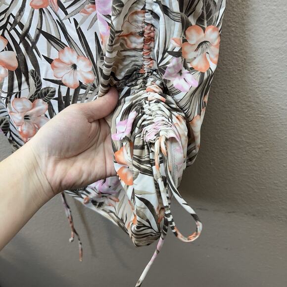 Lands End Womens Hawaiian Floral Beach Swim Suit Dress Ruched Modest Size 16 - Picture 5 of 6